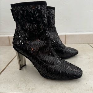 Giuseppe Zanotti black sequin boots 41